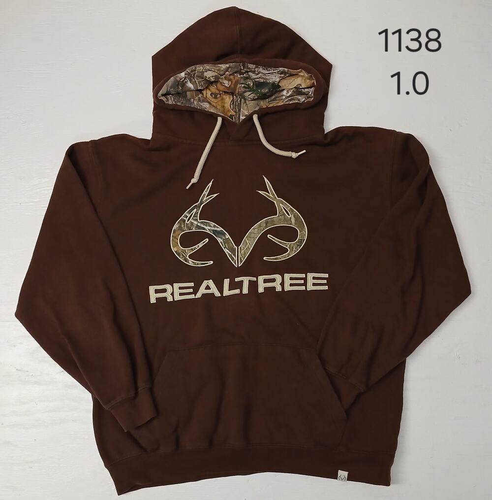 Realtree (XL) Brown String Pocket Camo Logo Pullover Hoodie